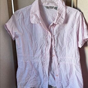 Stephanie Rogers Pink Seersucker Blouse 1X